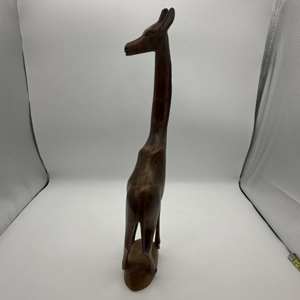 Hand Carved Wooden Giraffe Safari Art Figure 18” Tall Made in Africa? - Picture 6 of 10